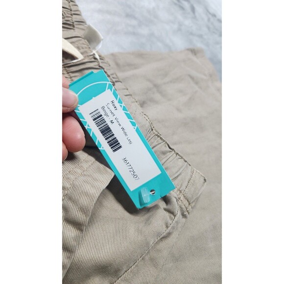 Roxy Women's Medium Beige Sunset View Wide Leg Linen Blend Pants NWT - Picture 7 of 13